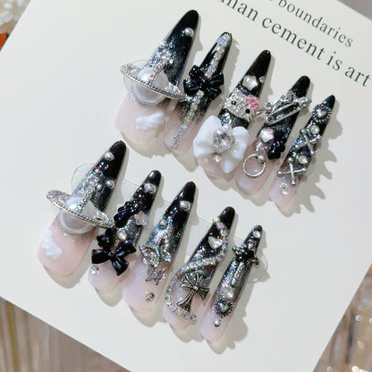 Gothic-inspirierte dekorative Press-On-Nagel-Set