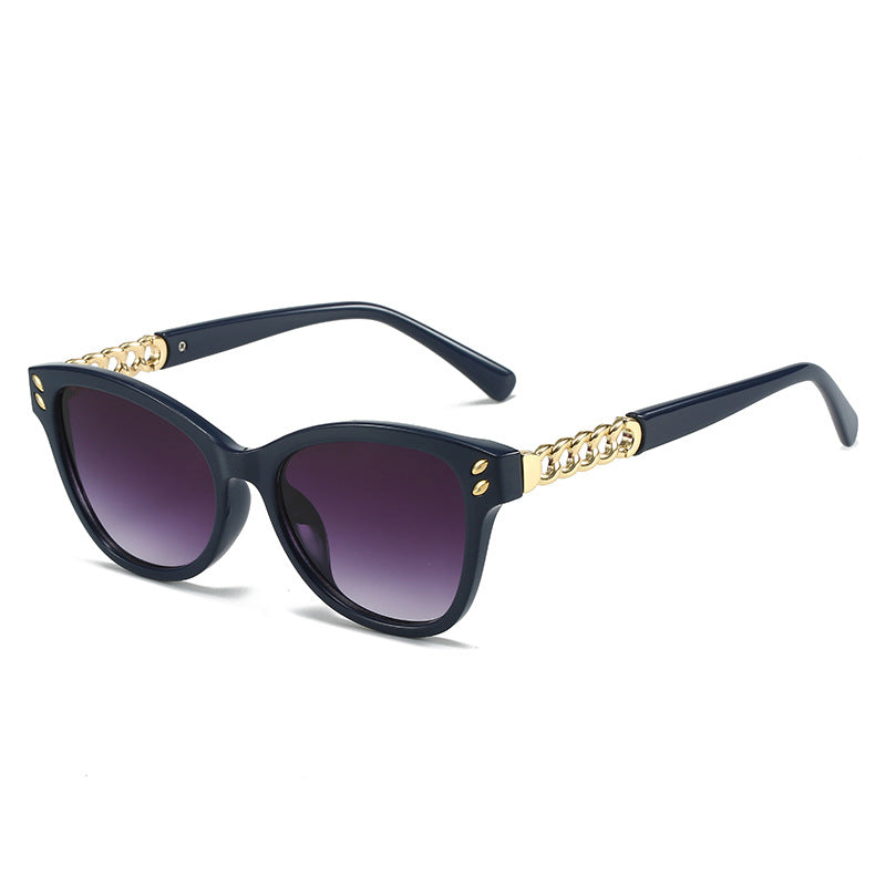Damen modische Cat-Eye Sonnenbrille mit luxuriösen Kettenakzenten Brehn