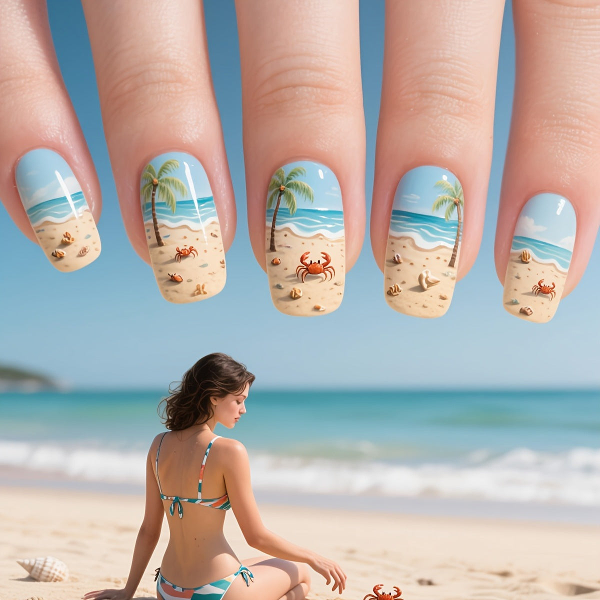 Kunstnägel mit Maritimem Strandmotiv Brehn