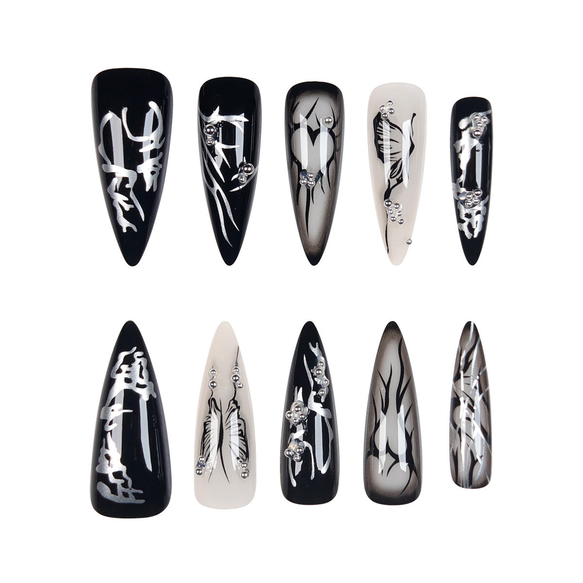 Gothic-inspirierte Stiletto Press-On Nägel Brehn