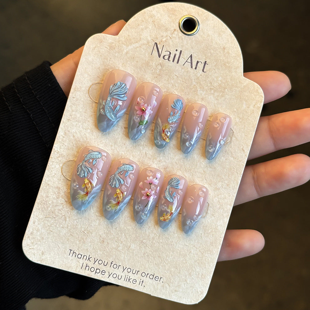 Künstlerisches Blumen-Design Press-On Nagelset Brehn