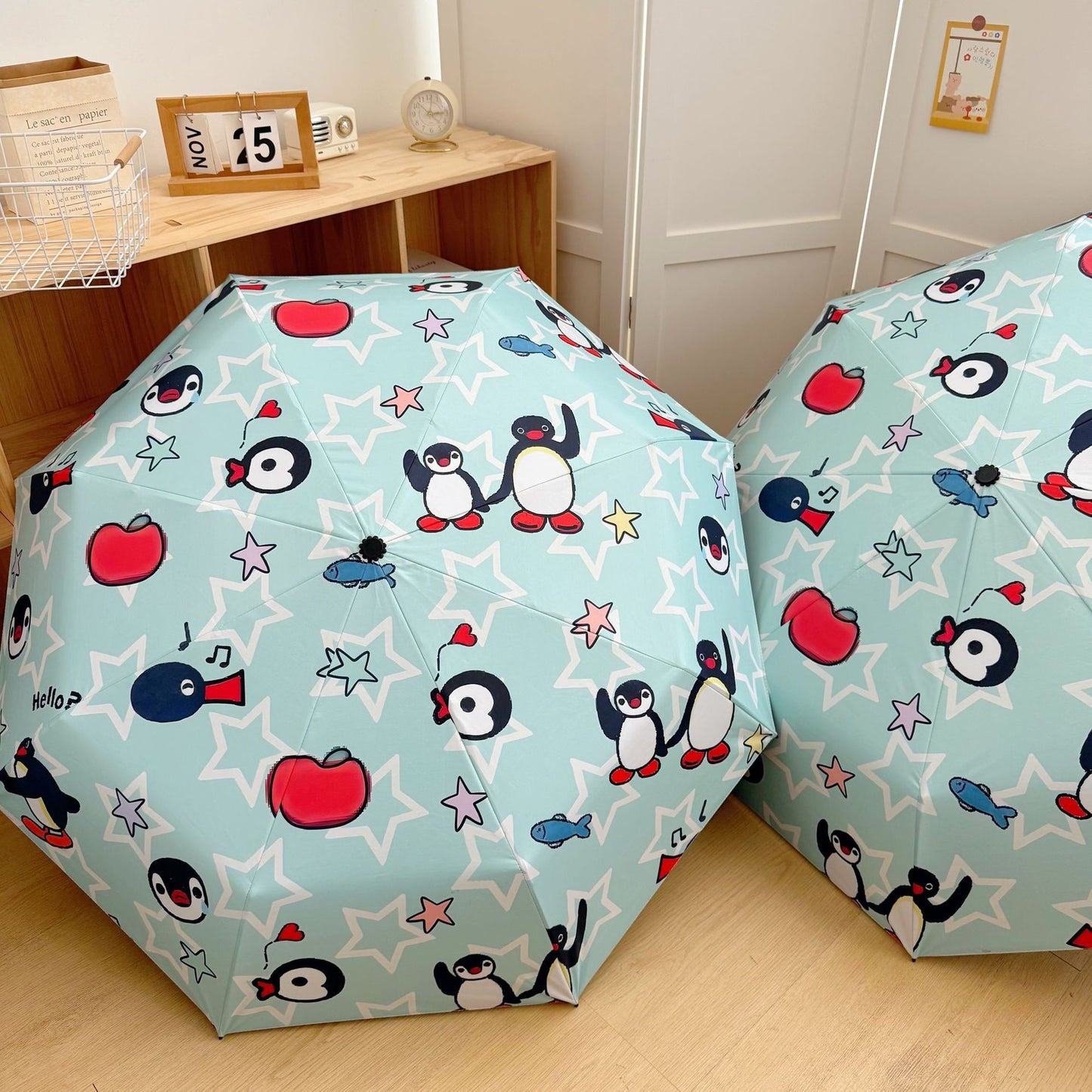 Damen faltbarer Regenschirm mit verspieltem Pinguin-Design Brehn