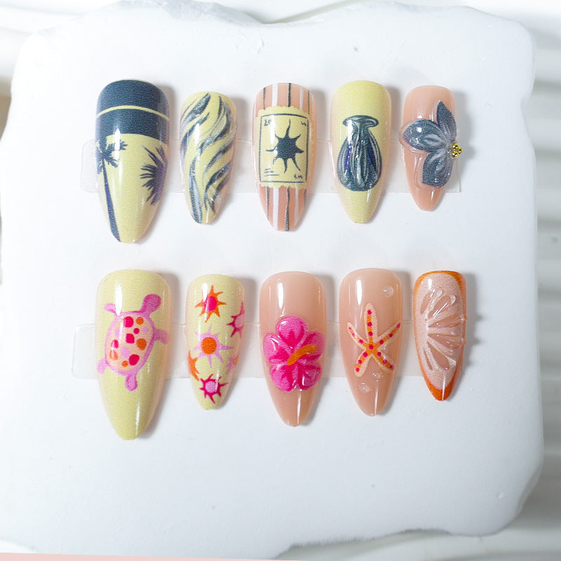 Kunstnagelset mit floralen und maritimen Motiven Brehn