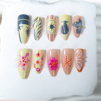 Kunstnagelset mit floralen und maritimen Motiven Brehn