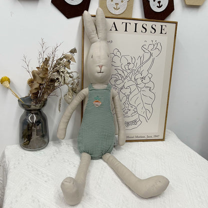 Handgemachte Bio-Baumwolle Hasen Plüschpuppen mit abnehmbaren Outfits
