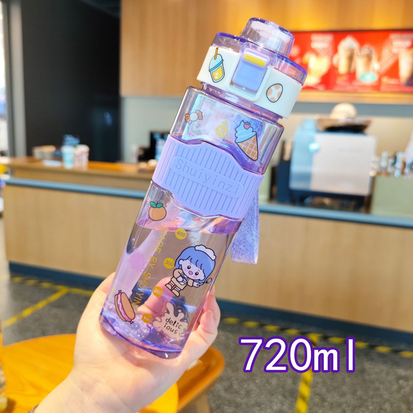 Damen kreative Trinkflasche mit innovativem Sichtfenster und Motivationsmarkierungen Brehn