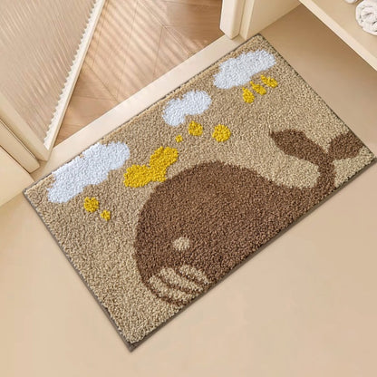 Plüsch Tufted Wal-Motiv Rutschfeste, saugfähige Badmatte
