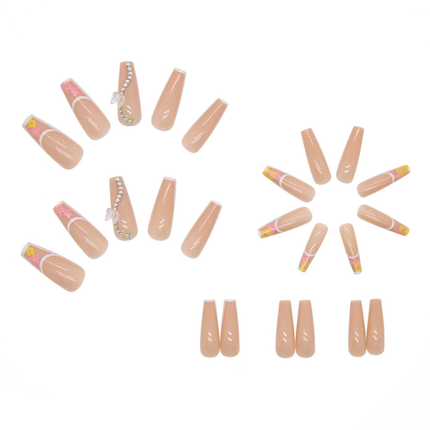 Kunstnagelspitzen im eleganten französischen Design mit floralem Akzent Brehn