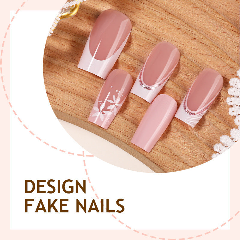 Kunstnagelset mit eleganten floralen Motiven Brehn