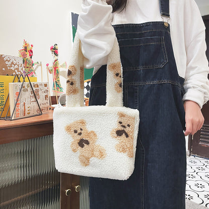 Plüsch Leopardenmuster Handtasche