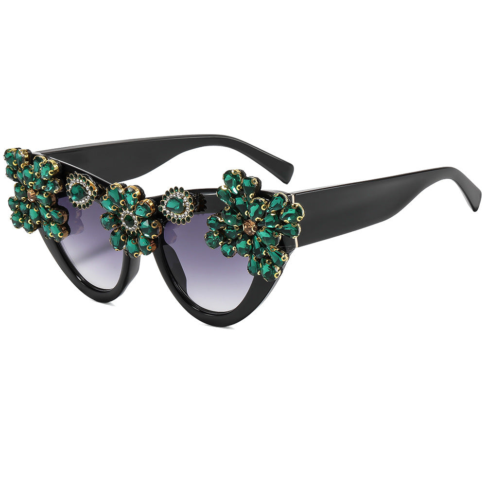 Damen extravagant verzierte Cat-Eye-Sonnenbrille Brehn