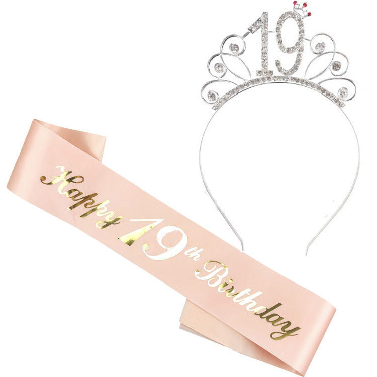 Damen Geburtstags-Tiara und Schärpe Set Brehn