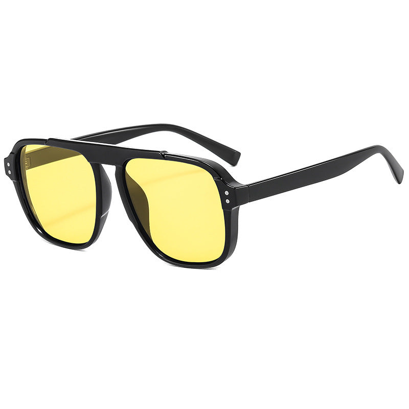 Damen geometrische Sonnenbrille mit polarisierenden gelben Gläsern Brehn