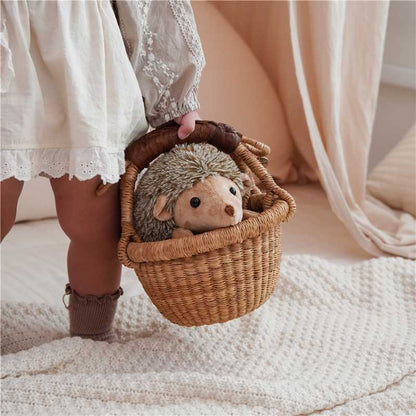 Plüsch-Igel-Kuscheltier mit strukturiertem Kunstfellrücken und samtiger Vorderseite