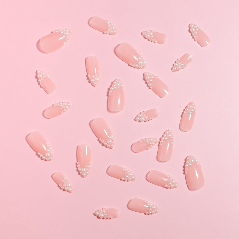 Glamouröses Perl-betontes Druck-Nagelset Brehn