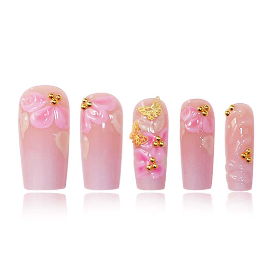 3D Florales Design Press-On Nagelset Brehn