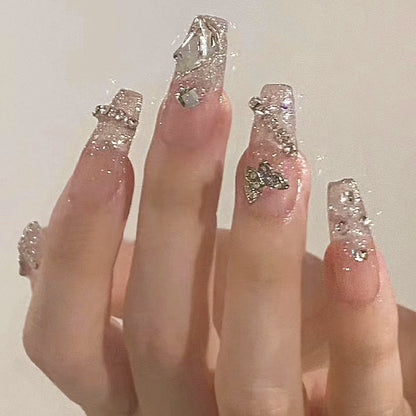 Rhinestone- und Glitter-Press-On-Nagelspitzen