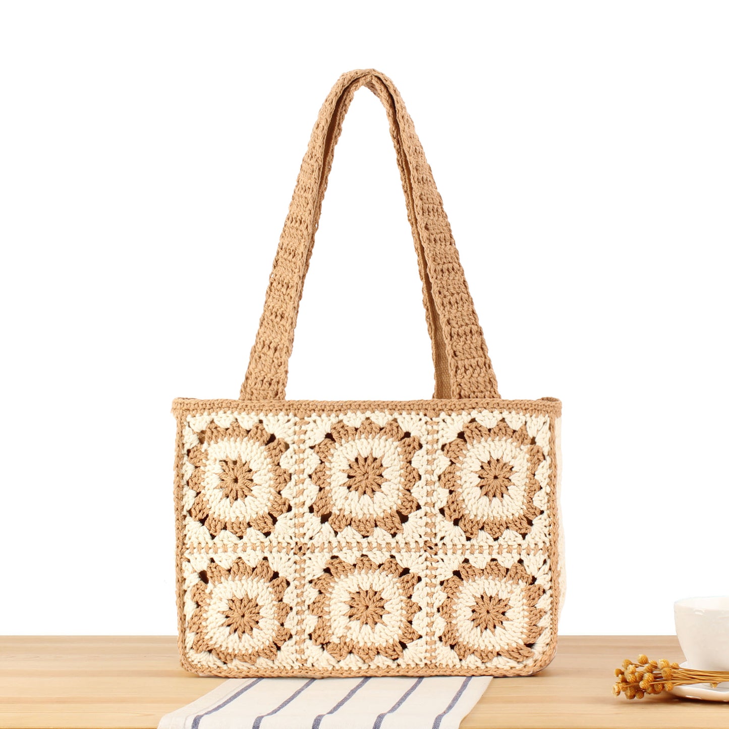 Makramee Shopper mit Floralem Design Brehn