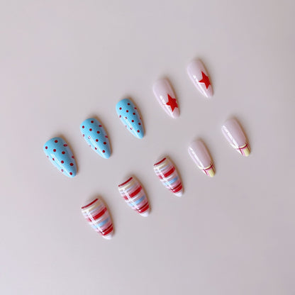 Kunstnagelset mit kreativen und farbenfrohen Designs Brehn