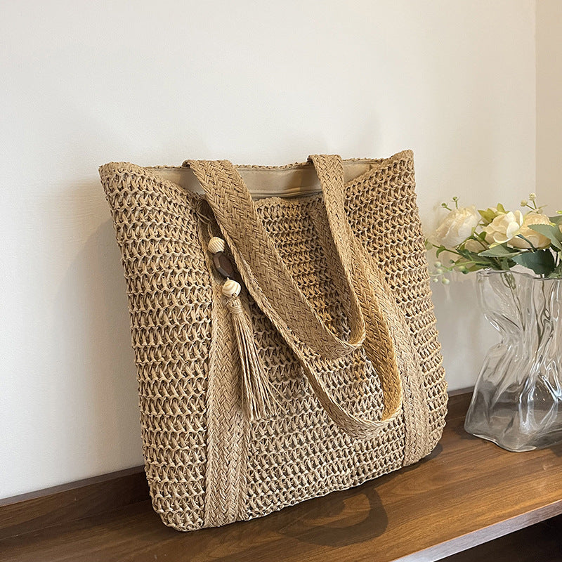 Handgefertigte Strohtasche Strandtasche