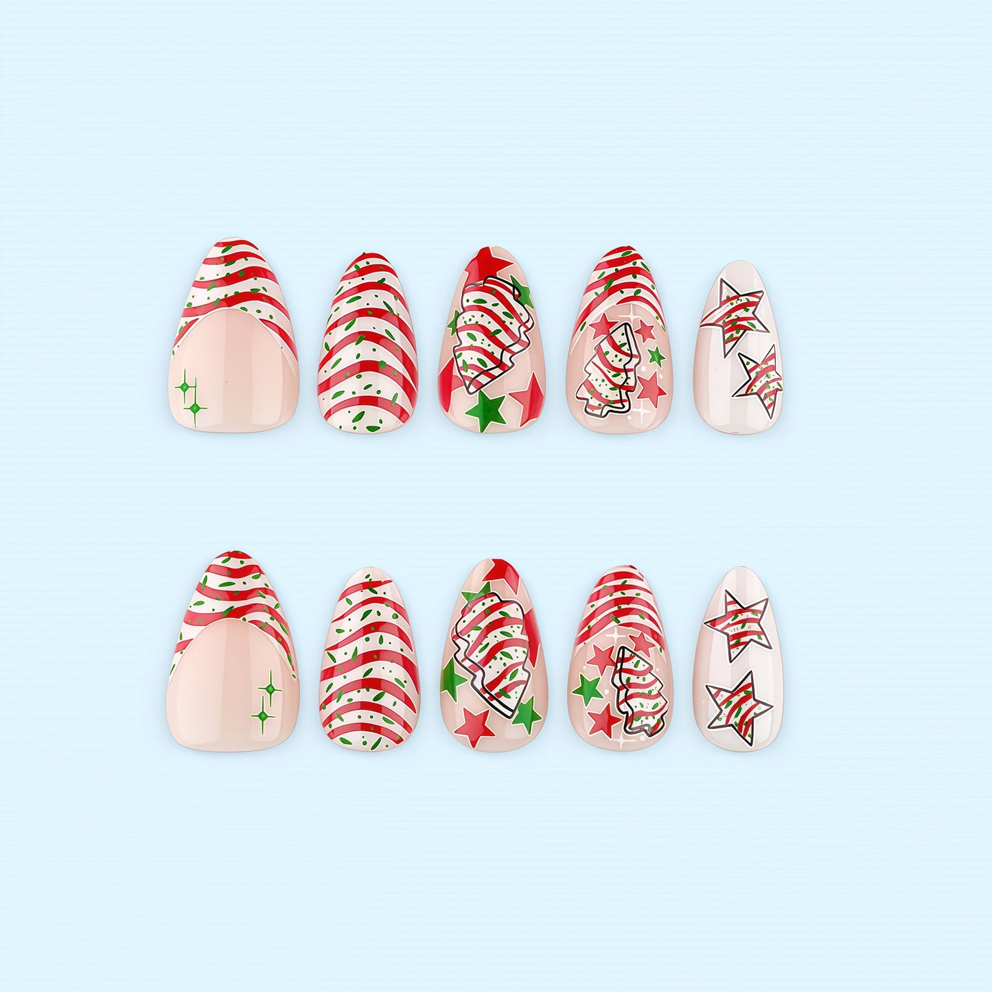 Kunstnägel im festlichen Weihnachtsdesign mit bunten Akzenten Brehn