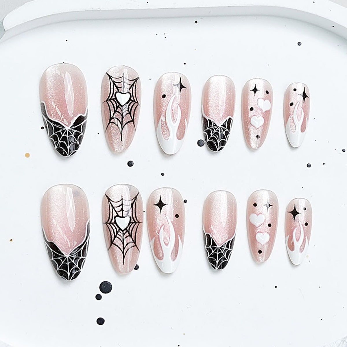 Künstlerisches Press-On-Nagelset mit Kirschblütenmuster Brehn