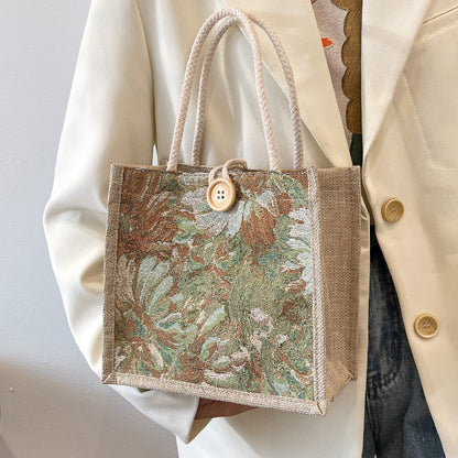 Floral bestickte Artisan Tragetasche