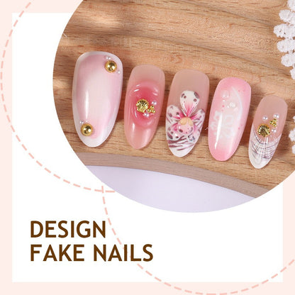 Kunstnagelset mit eleganten floralem Design und funkelnden Akzenten Brehn