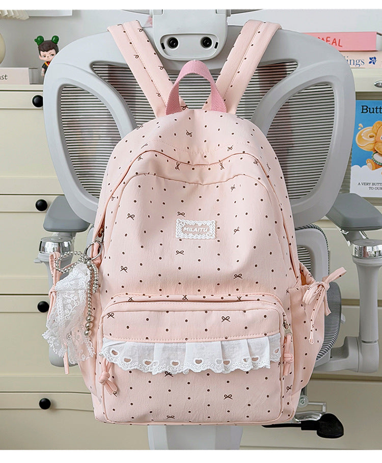 Charmanter Polka-Dot Designer-Schulrucksack