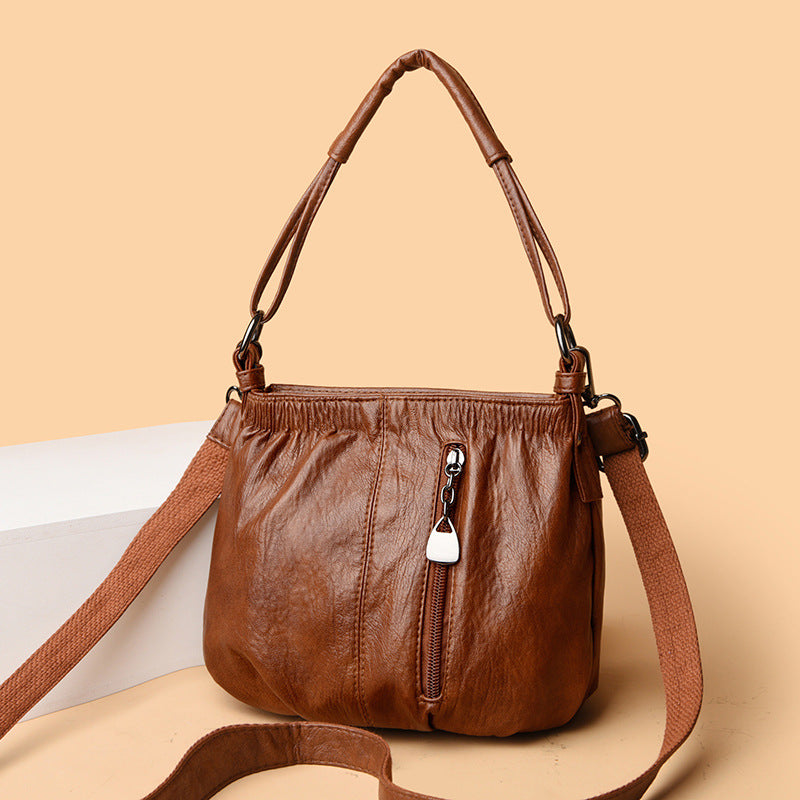 Lässige Leder Schultertasche