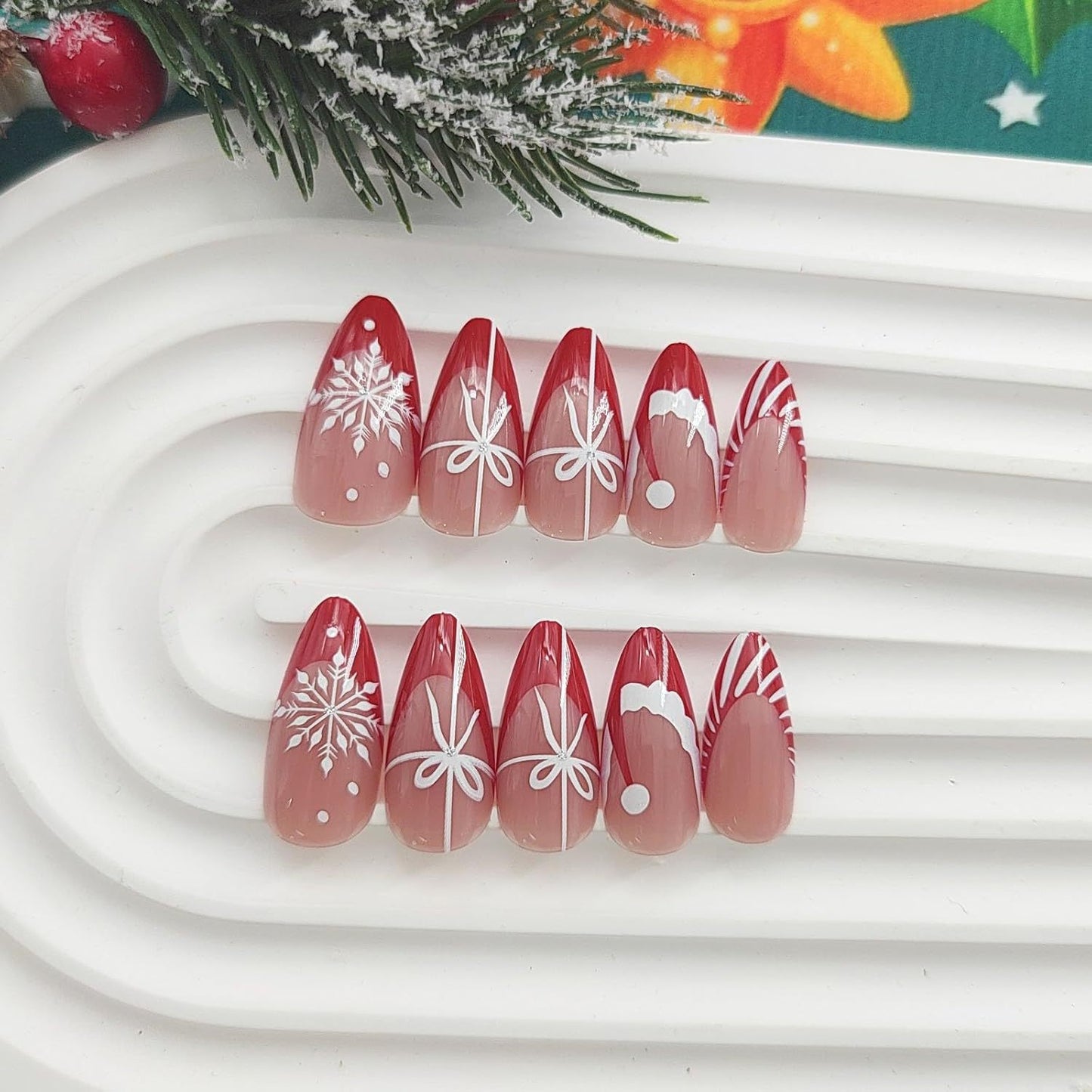 Festliches Feiertags-Themen Press-On Nagelset Brehn
