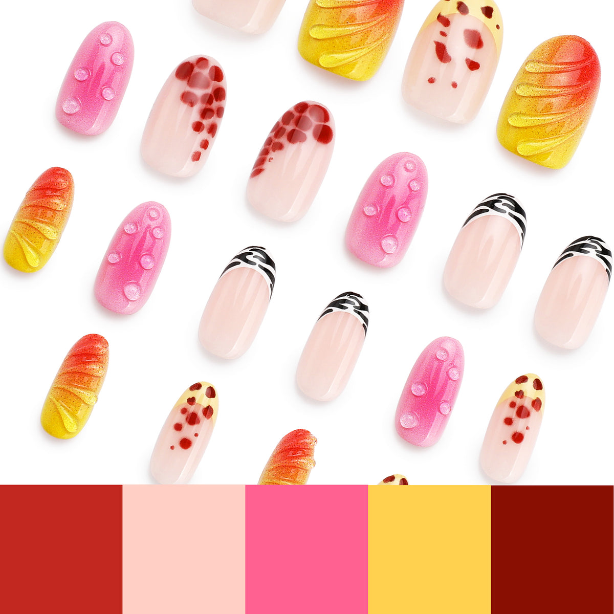 Kreative Kunstnägel mit floralem Design und Glitzerakzenten Brehn