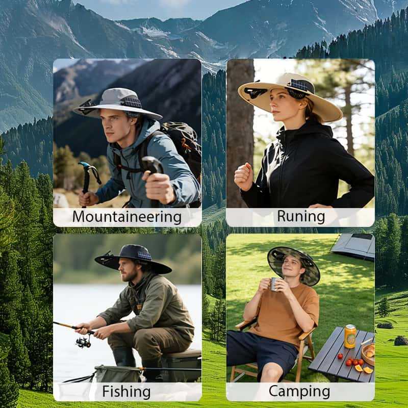 UV-Schutz-Sonnenhut mit abnehmbaren Gesicht- und Nacken-Schutz, integriertem Solarfan und atmungsaktivem Mesh Brehn