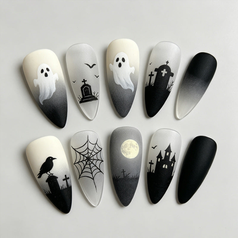 Halloween Kunstnagelset mit gruseligen Geister- und Spinnenmotiven Brehn