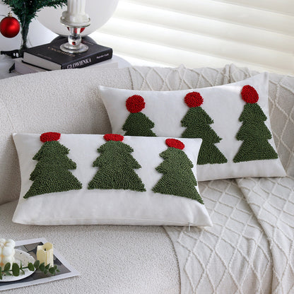 Rechteckiger dekorativer Kissenbezug mit tufted Tannenbaum-Applikation Brehn