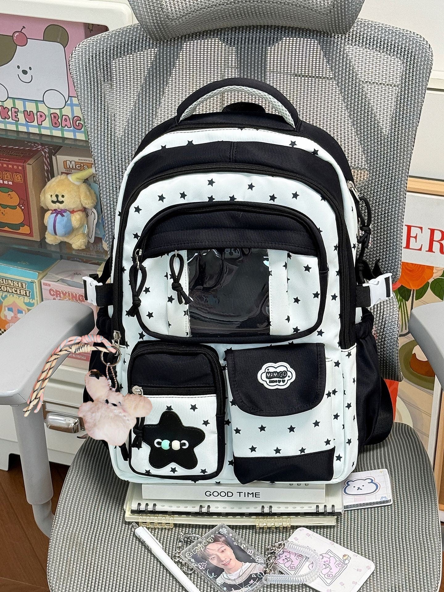 Süße Sternen-Print Multi-Pocket Schulranzen