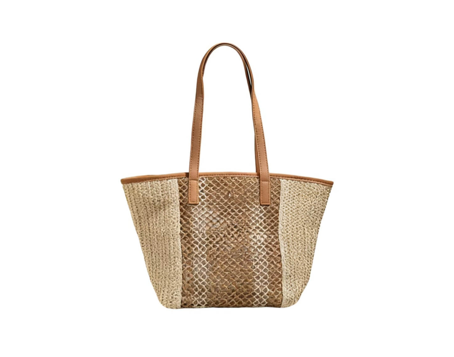 Elegante Bast-Handtasche mit Lederakzenten Brehn