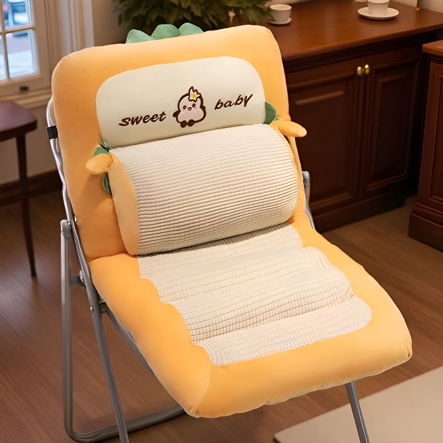 Plüsch Sitzauflage mit ergonomischer Rückenstütze Brehn