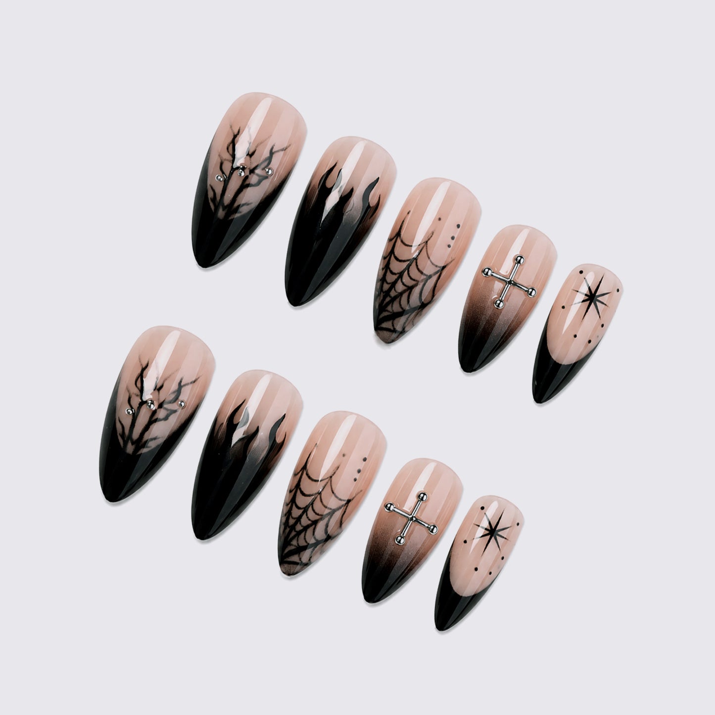 Gothic Themed Press-On Nail Set Brehn