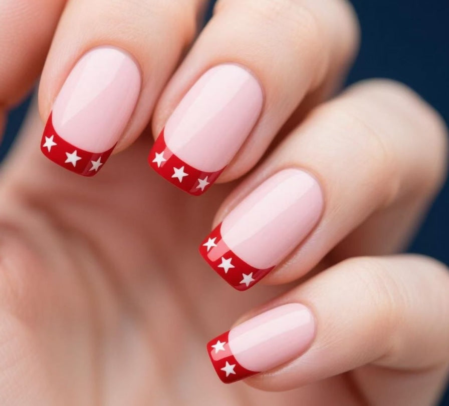 Stern-verzierte French Tip Nagelkunst Brehn