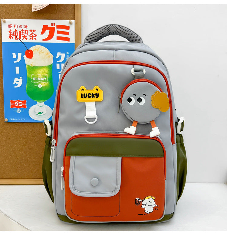 Niedlicher Charakter-Design Multi-Taschen Schulrucksack Brehn