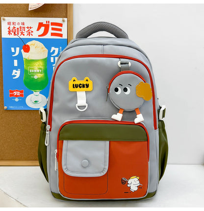 Niedlicher Charakter-Design Multi-Taschen Schulrucksack Brehn