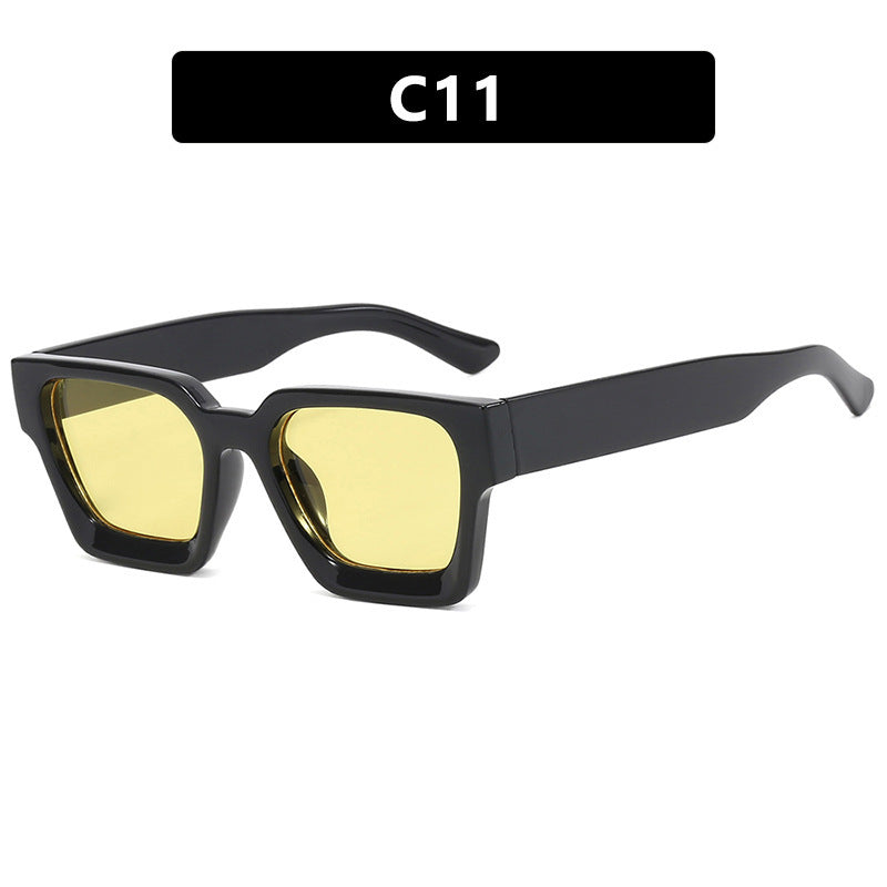 Damen modische quadratische Sonnenbrille mit gelben Gläsern Brehn