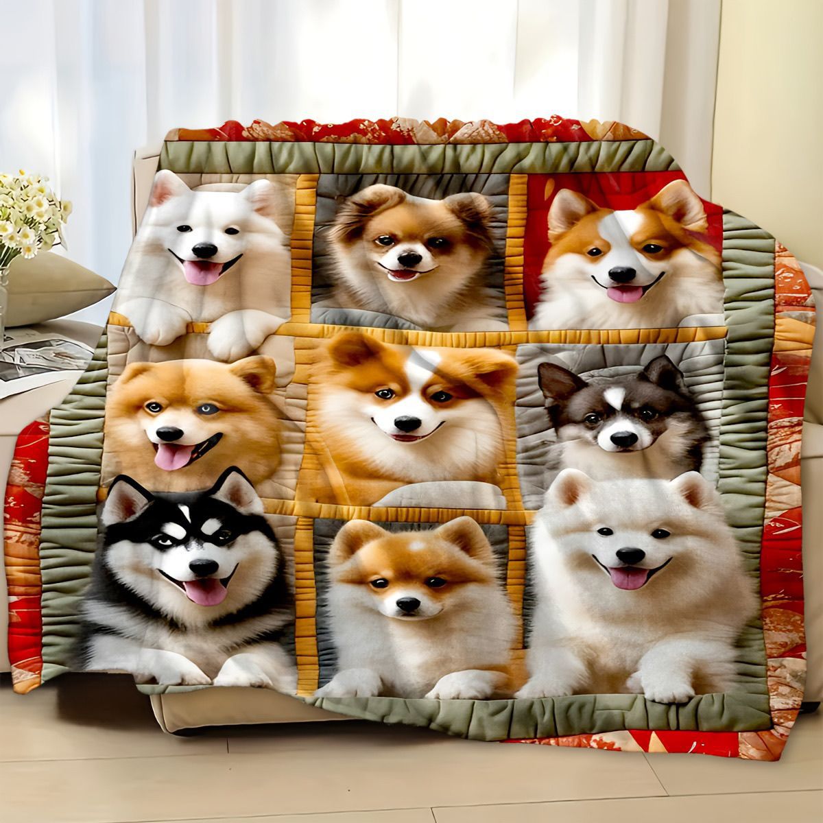 Plüsch Hundedruck Wurfdecke