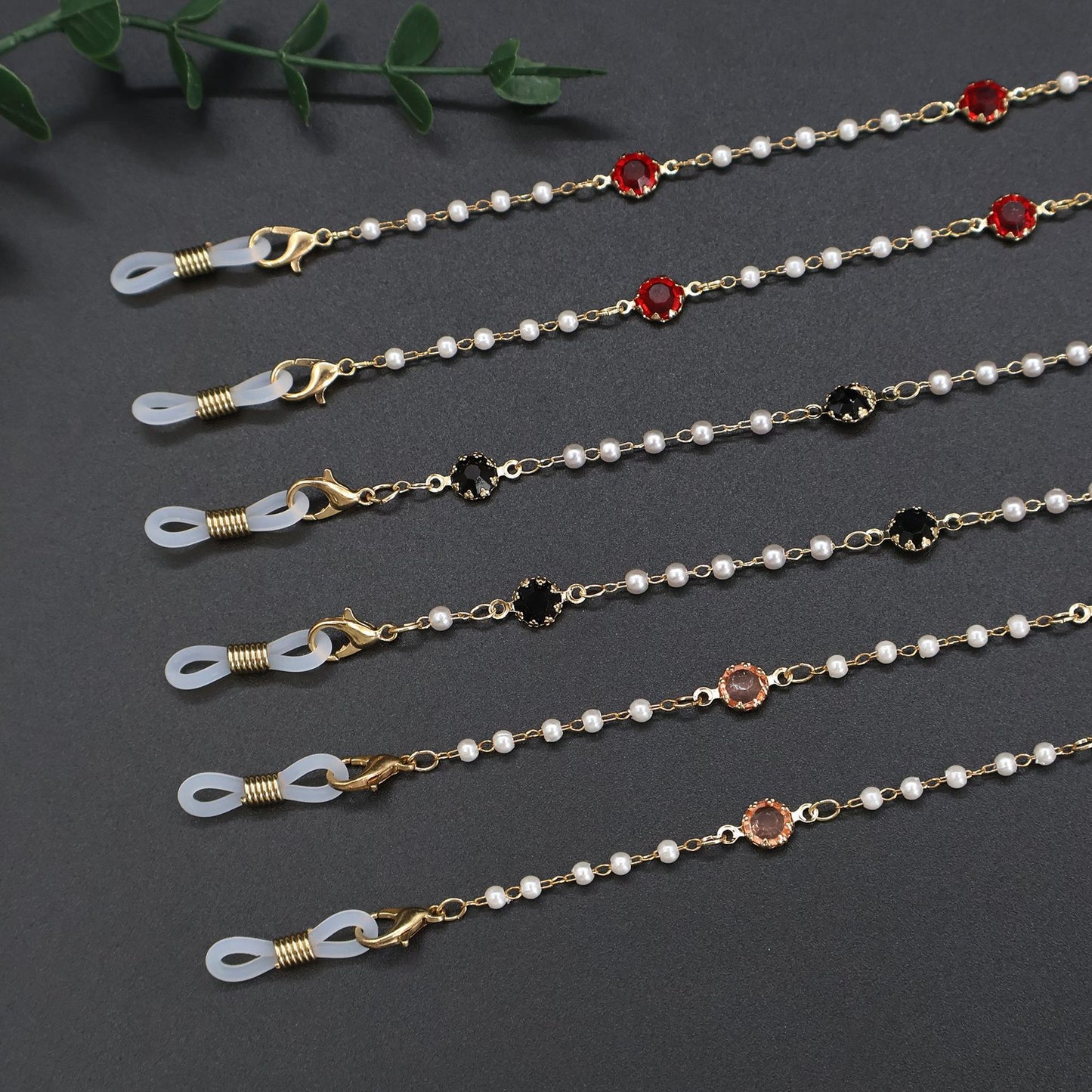 Elegante Perlen- und Kristall-Brillenband Brehn