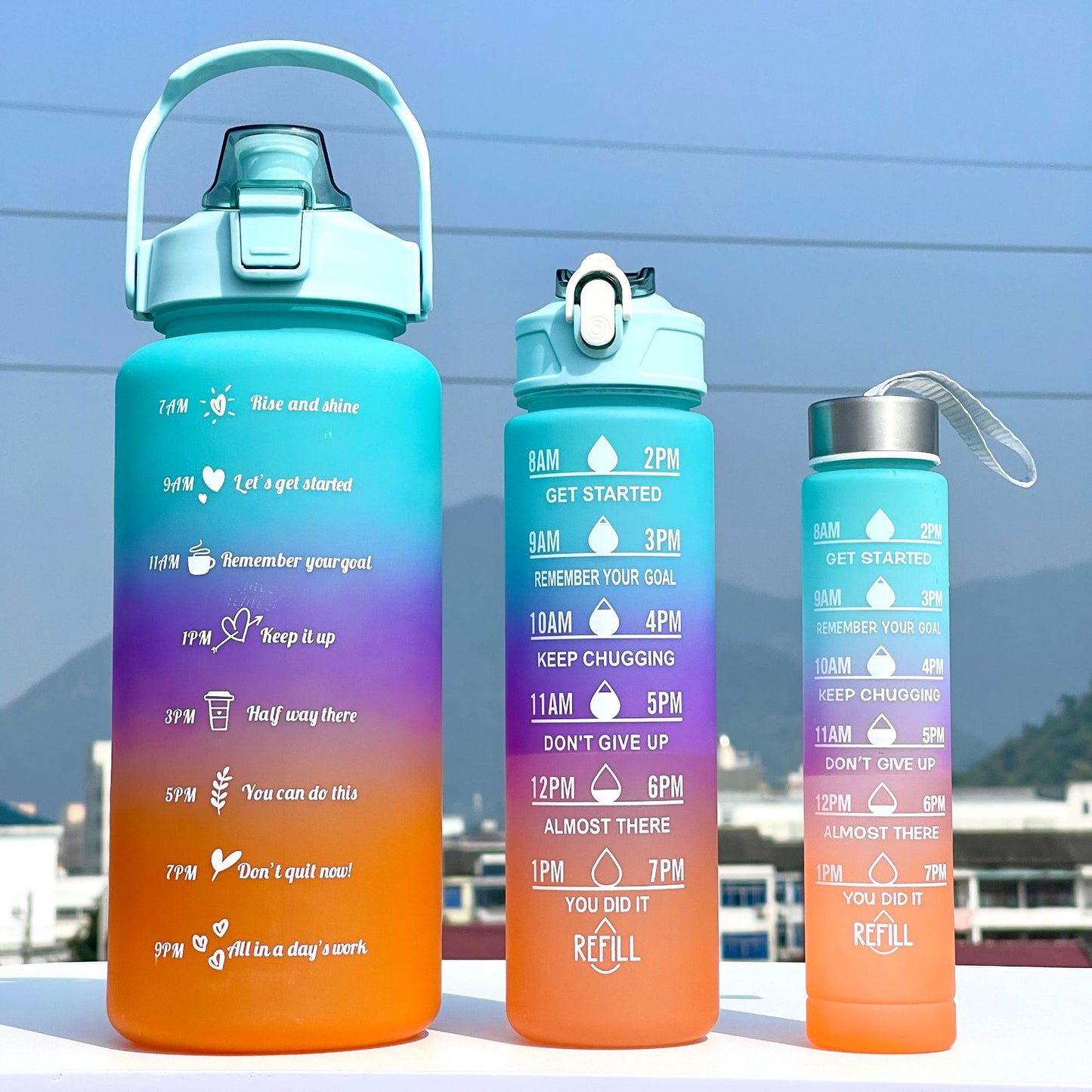 Unisex Motivierende Wasserflasche mit Zeiteinteilung Brehn