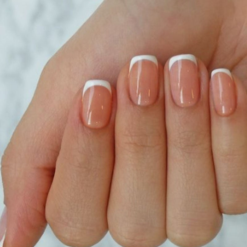 Elegante French Tip Drucknägel Set Brehn
