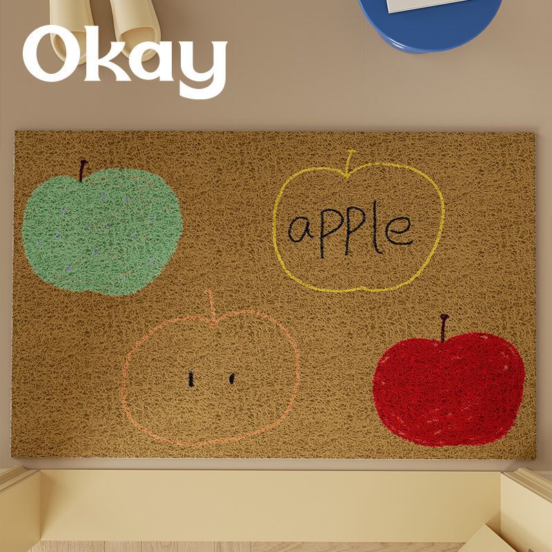 Low-Pile Absorbent Entrance Doormat with Pear Illustration and Non-Slip Backing
