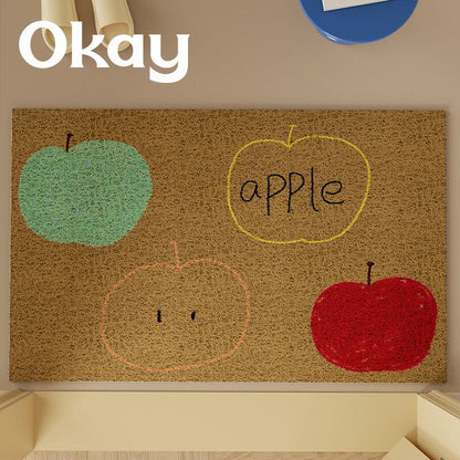 Low-Pile Absorbent Entrance Doormat with Pear Illustration and Non-Slip Backing