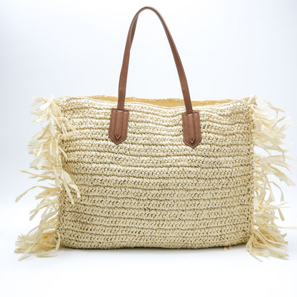 Strandtasche mit Fransigem Design und Robusten Ledergriffen Brehn